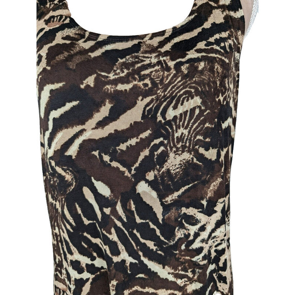 Chicos Travelers Tank Top Animal Print Safari Cheetah Zebra Brown Large - Picture 4 of 7